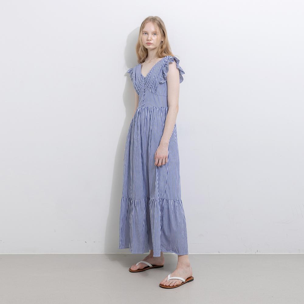 Wednesday Delight Wd_Blue Vertical Stripes Dress