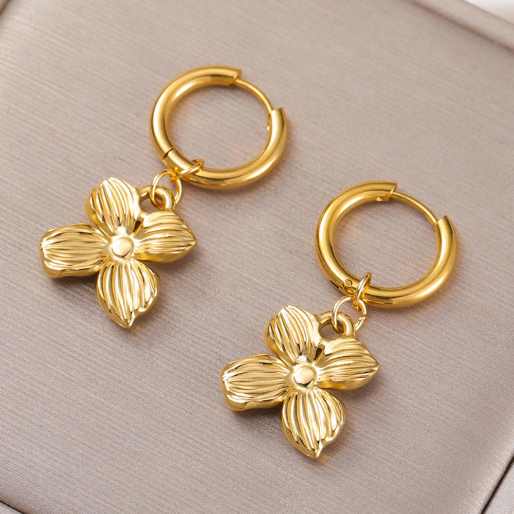 Cazador 2Pcs Flower Earrings Stainless Steel Drop Earrings for Women Jewelry Trend 2026 Party Wedding Birthday Gifts New