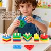Montessori Wooden Educational Toys for Children Shape Color Sorter Block Puzzles Toddler Large Geometric Stacking Toys