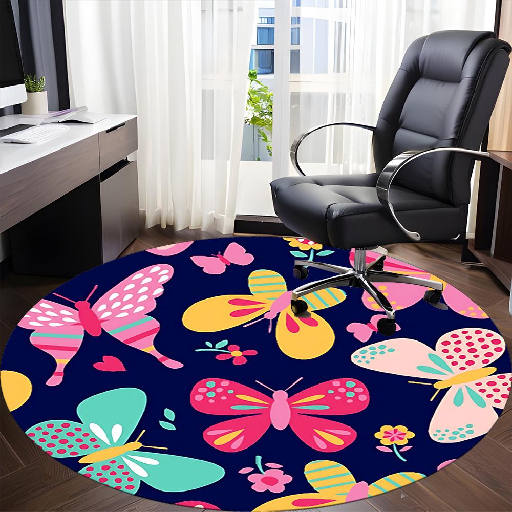 1pc Butterfly Floral Print Chair Carpet for Office, , Non-slip carpet, Very suitable for offices, farmhouses,Outdoor carpet yy251120033