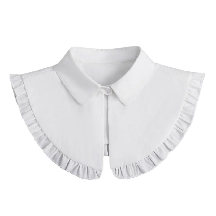 Women's Elegant Turn Down False Collar with Ruffled Trim Decorative Shawl Wrap Scarf Capelet for Dresses Blouse Top