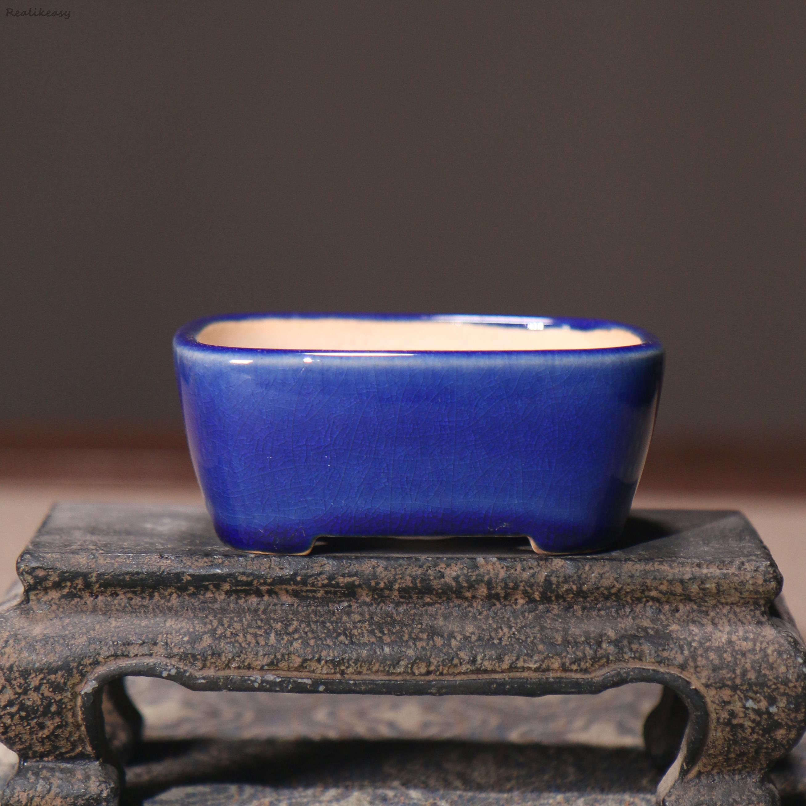 

2 размера китайский фиолетовый песочный цветочный горшок, ручная роспись, японский квадратный глазурованный керамический горшок для бонсай, мини-горшок, сочный цветочный горшок LF173 1PCS