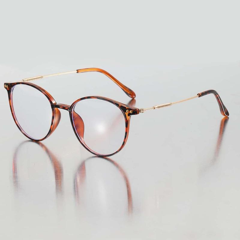 1 Piece of Ladies' Round Daily Versatile Color Changing Simple and Fashionable Glasses Suitable for Commuting To School