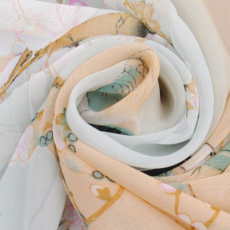 1pc Chiffon Scarf 150*50cm Print Floral Multi-style Women Sunscreen Long Shawl