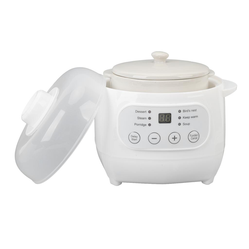 Electric Stew Cooker with Steam Basket Timer Pre Settings Automatic Ceramic Electric Stew Pot for