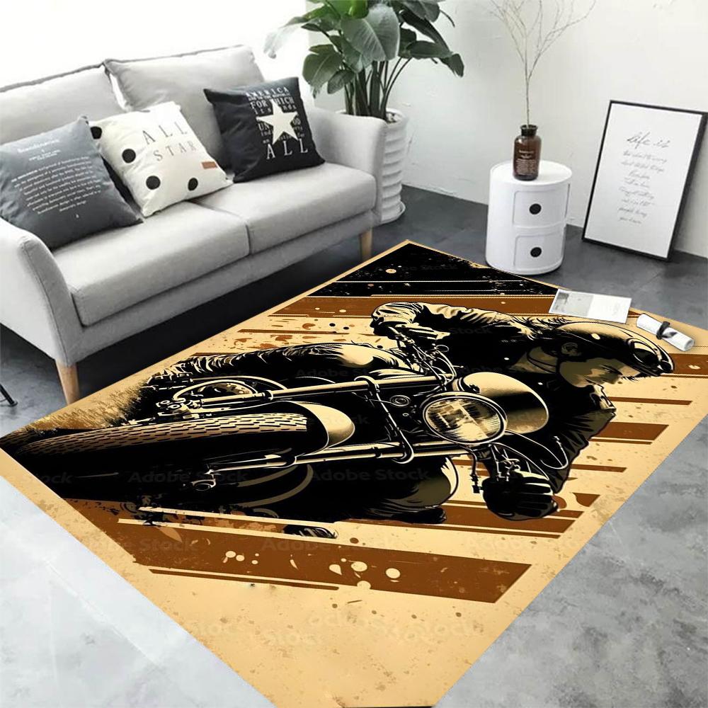 Winylowa Mata Podłogowa z Nadrukiem Motocykla Vintage - Antypoślizgowa Gruba i Łatwa w Utrzymaniu Dodaje Styl i Komfort - do Dekoracji Domu