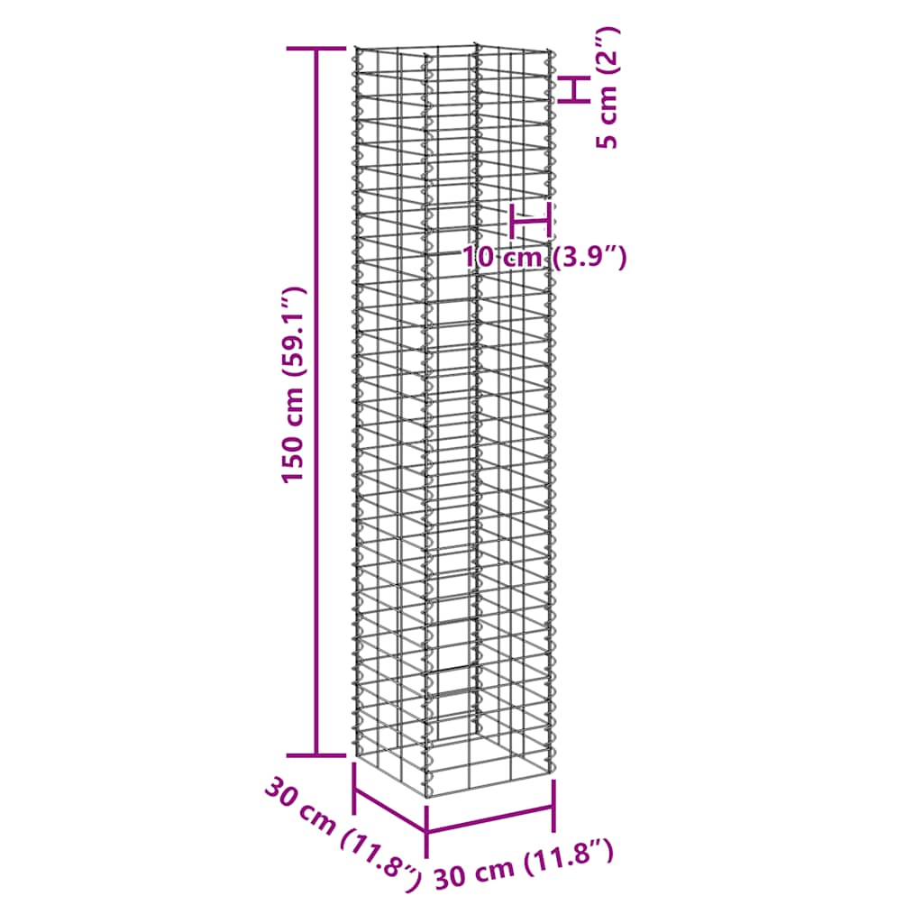Gabion Raised Beds 3 Pcs 30 X 30 X 150 Cm Iron