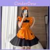 Feminine Lolita Halloween Party Dress With Pumpkin Apron And Headdress