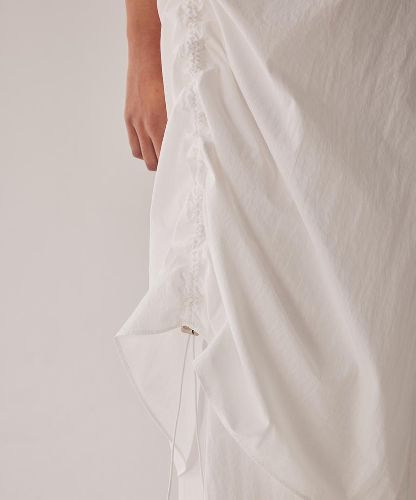 Teulimingbeodeu Belted Shirring Wrap One-Piece [White]