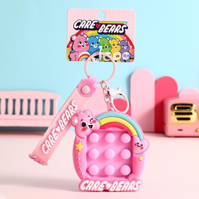 

Heart Bear Charming Squeeze Keychain Colorful Cartoon Silicone Stress Gift Relief рожевий