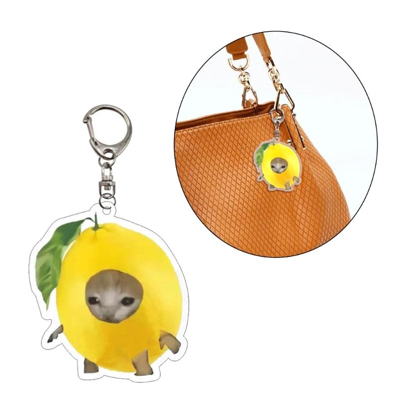 Niedliche Lebensmittel Katze Handykette Studentengeschenk Zitrone Katze Lustiger Anhänger Lanyard Niedliche Katze Schlüsselanhänger Schultasche Anhänger