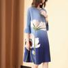 Dresses for Women New Fashion Commuter Speaker Sleeve Pleated Dress Summer Temperament Age-age Printing Loose Thin Skirt