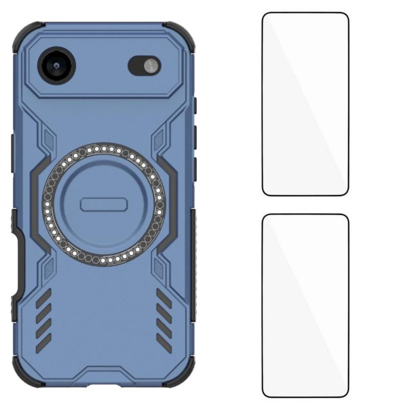 For iPhone 17 Air Magnetic Case WANLONFENG DJ Series PC TPU Phone Cover with 2Pcs Tempered Glass Film