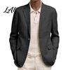 Polyester Single Button Coat Men Casual Blazer Notch Lapel Suit Jacket Structured Daily Wear Jacket Business for Wedding Office Layering Pieces