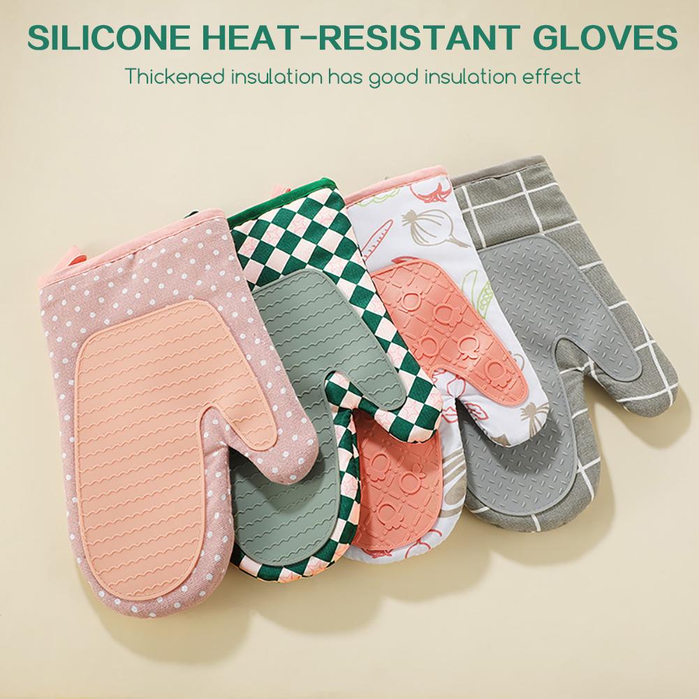 1pair Kitchen Baking Gloves Microwave Oven Gloves Heat-Resistant And Insulated Gloves Oven Gloves Heat-Resistant Gloves