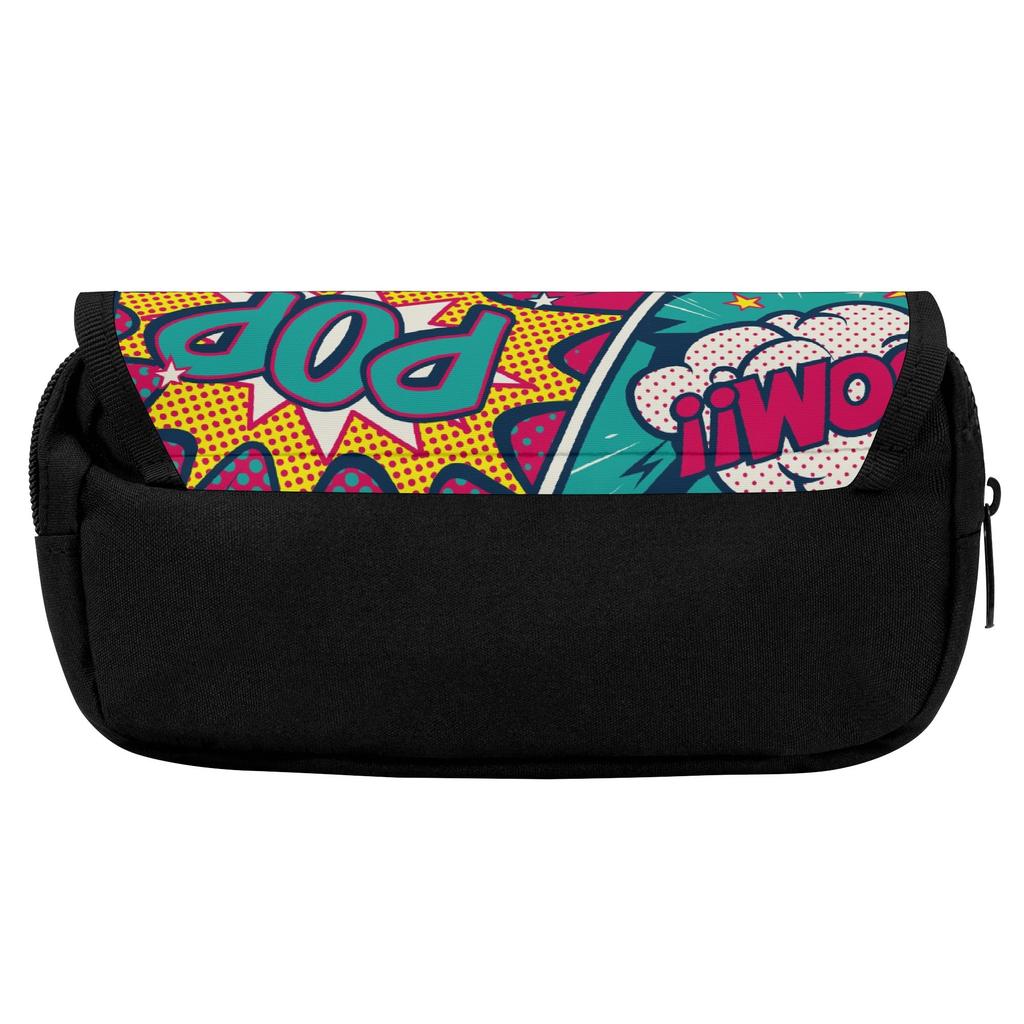 Pencil Case Two Compartment Zipper Closure 300D Polyester with Dual Storage for Pens Ruler Scissors and Earphones for Boys Girls
