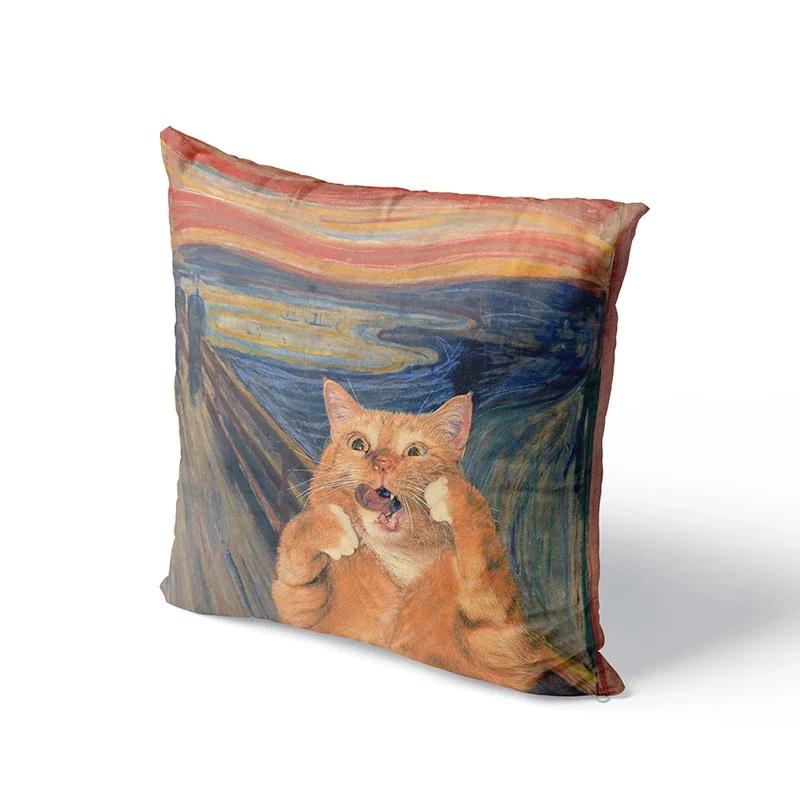 Oil Painting Pillowcase Sofa Cushion Cover Sunflower Throw Pillow Cover Wedding Party Home Decor