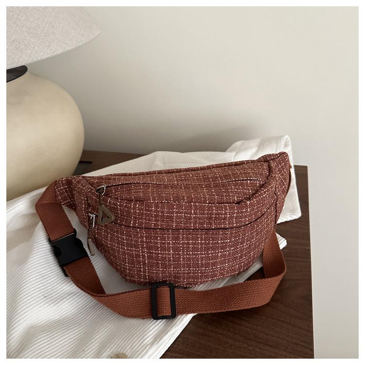 

Персонализированный уличный тренд клетчатая легкая повседневная сумка через плечо спортивная большой вместимости для девушки-студентки поясная сумка коричневый