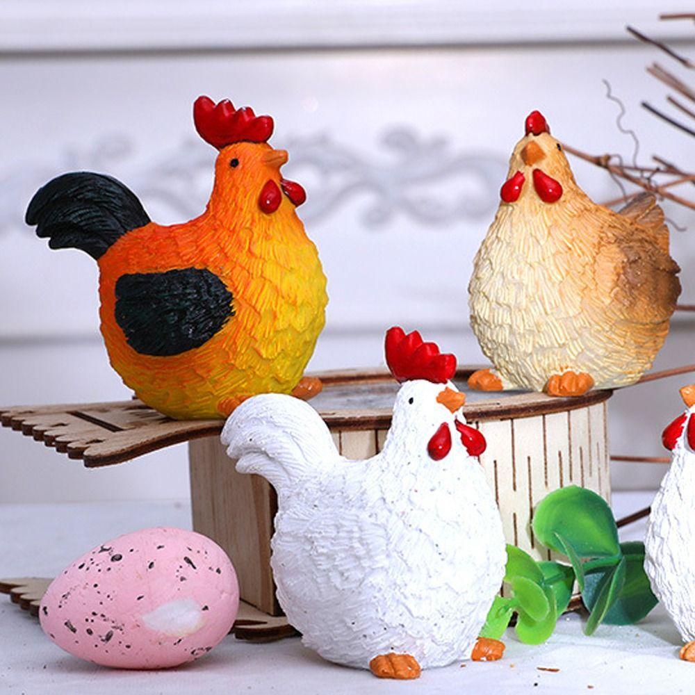 Cute Easter Chicken Figurines Resin Crafts Animal Sculpture Chicken Desktop Decoration  Party Gifts