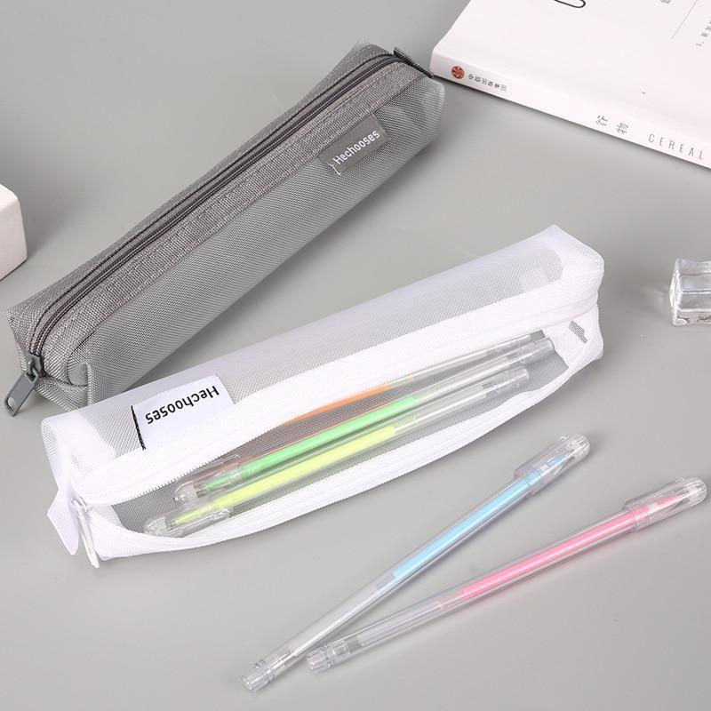 1 Pcs Mesh Transparent Bleistift Fall Lagerung Stift Tasche Mäppchen Tragbare Büro Schule Liefert Mini Einfache Nette Schreibwaren
