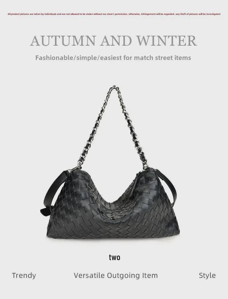 2024 Autumn/Winter Diamond-Patterned Leather Handbag - Trendy Cowhide Shoulder & Messenger Bag for Women