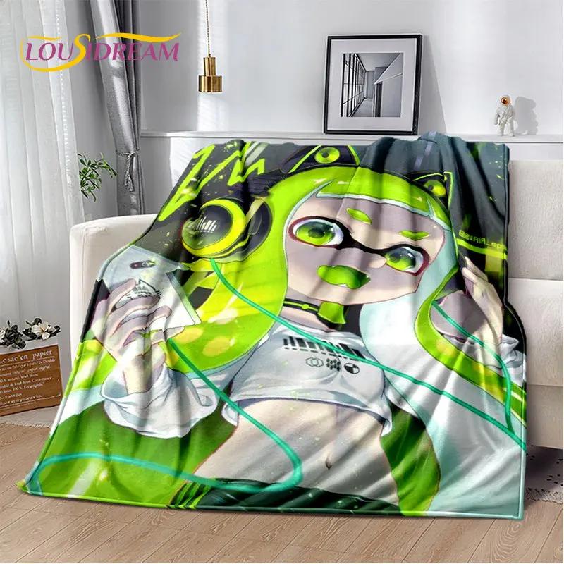 Oyunlar, Splatoon, Karikatür Yumuşak Peluş Battaniye, Flanel Battaniye Oturma Odası Yatak Odası Yatak Kanepe Piknik Örtüsü için Battaniye Atmak Bettdecke