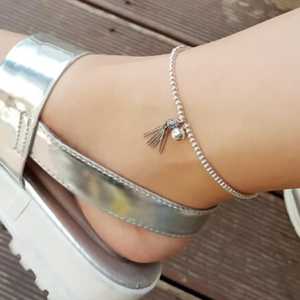 

Women s Daily 925 Silver Petite Silver Tassel Anklet Bracelet Silver