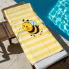 Süßes Bienen Strandtuch, Kawaii Honigbiene auf Gelbem Streifen Übergröße Badetuch, Weich Schnelltrocknend Sommerdecke 1 Stück