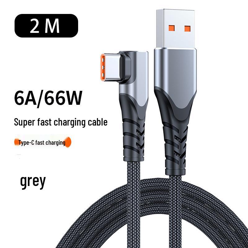 L-Shaped 100W 6A Fast Charging Cable for Huawei & Xiaomi - Ideal for Gaming