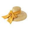 Europäische und amerikanische Mode Retro Schleife handgewebte Blüten Strohgras flache Krone großes Schirmloch Hut Outdoor Strand Sonnenschutz Strohhut