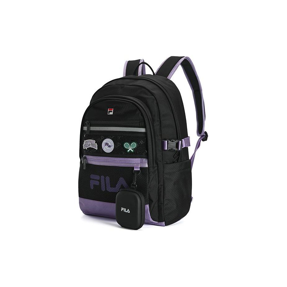 Fila Einfacher Mode-Stoffrucksack Damenrucksack Schwarz Löwenzahn-Lila Orientalisch-Weiß F13W419161F