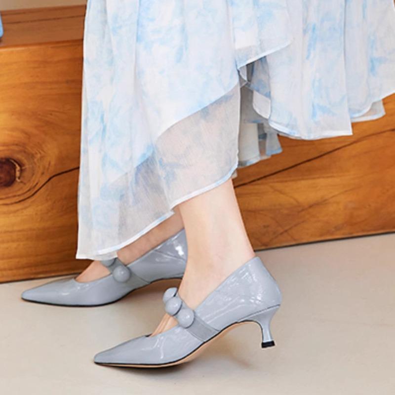 Fashion Women's Fashion Thin Heel Shoes Spring New Pointed Head Shallow Mouth Waterproof Anti-slip Wear-resistant Low Heel Shoes