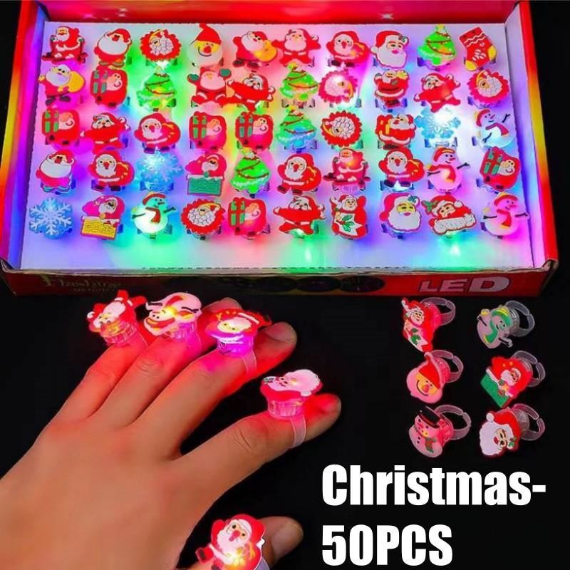 Halloween Light Up Glowing Rings Christmas Party Favors LED Rings Flashing Glowing Finger Rings Fun Props for Kids Adults