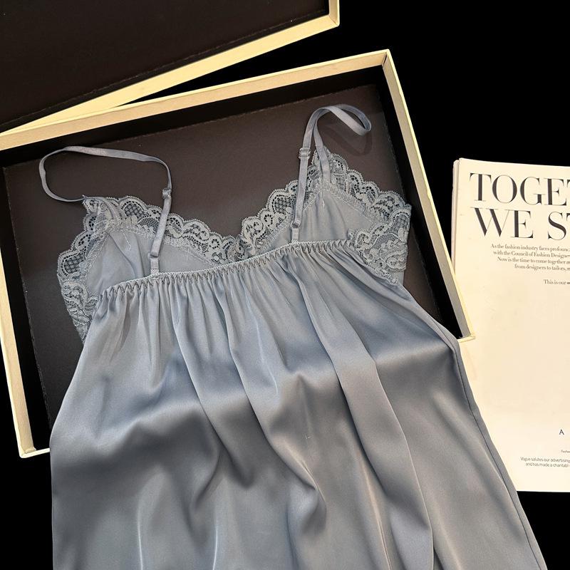 Damen Sommer Eis Seide Spitze Nachthemd - Sexy Reiner Wunsch Stil