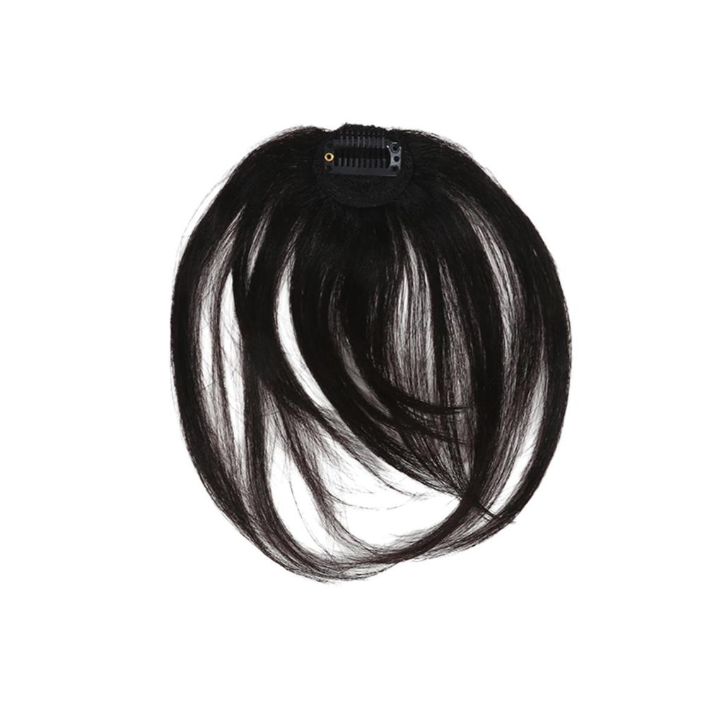 Human Bangs Natural Brown Middle Part Wispy Bang Hair Clip In Bangs Fringe Hairpiece for Women Clip On Air Bang