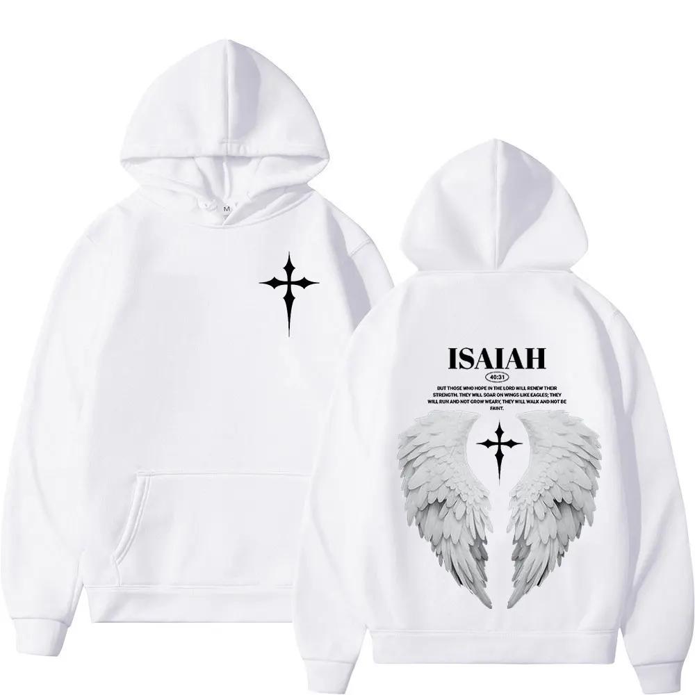 Aesthetic Christian Jesus Wing Bible Verse Hoodies Men Women Fashion Oversized Sweatshirt Casual Loose Fleece Pullovers