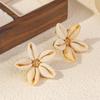 Bohemias Shells Stud Earring for Women Summer Beach Pearl Conch Drop Geometric Earring Girls Fashion Wedding Jewelry Gifts