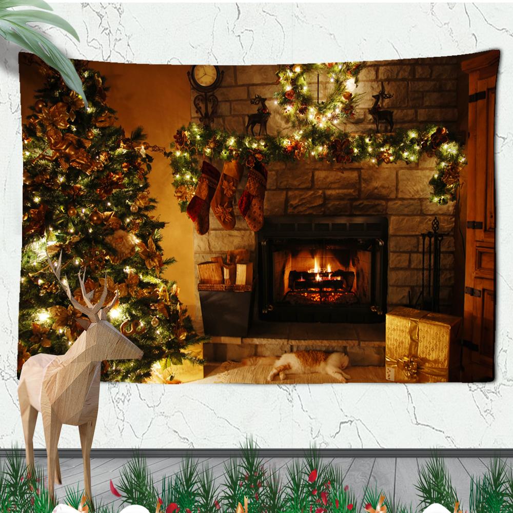 Christmas Atmosphere Tapestry Celebrate Festival Christmas Tree Living Room Home Wall Background Hanging Decorative Tapestry