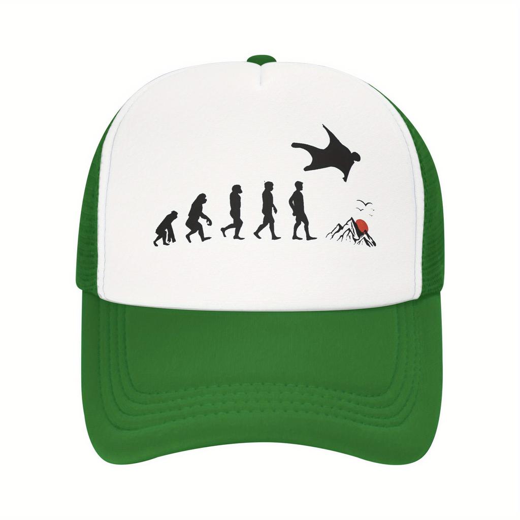 Wingsuit Flying Evolution Trucker Hat Polyester Mesh Adjustable Baseball Cap for Men Women Casual