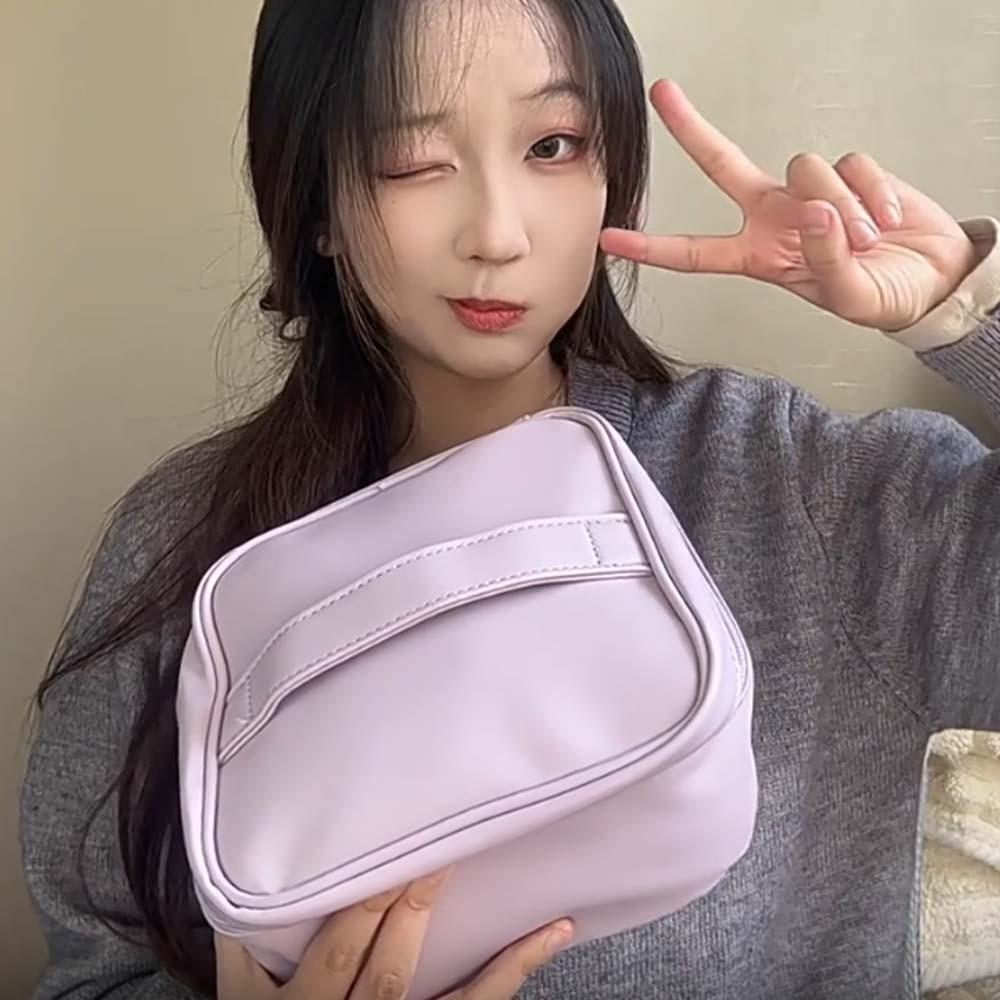 

Anti-splash Water PU Cosmetic Bag Polyester Make Up Pouch Bag Pen Bag Pouch for Make Up Kit Girls Purple S