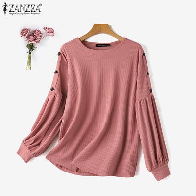 Women Casual O-neck Solid Color Long Sleeve Blouse