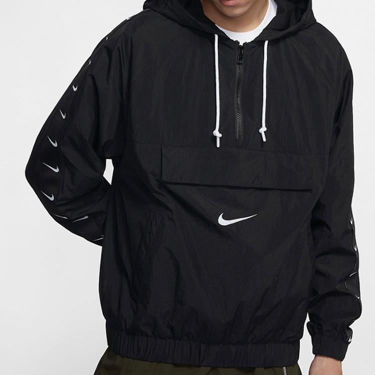 Nike Nsw Big Swoosh Half-Zip Hooded Sport Jacket For Spring Men Jackets Black CD0420-010