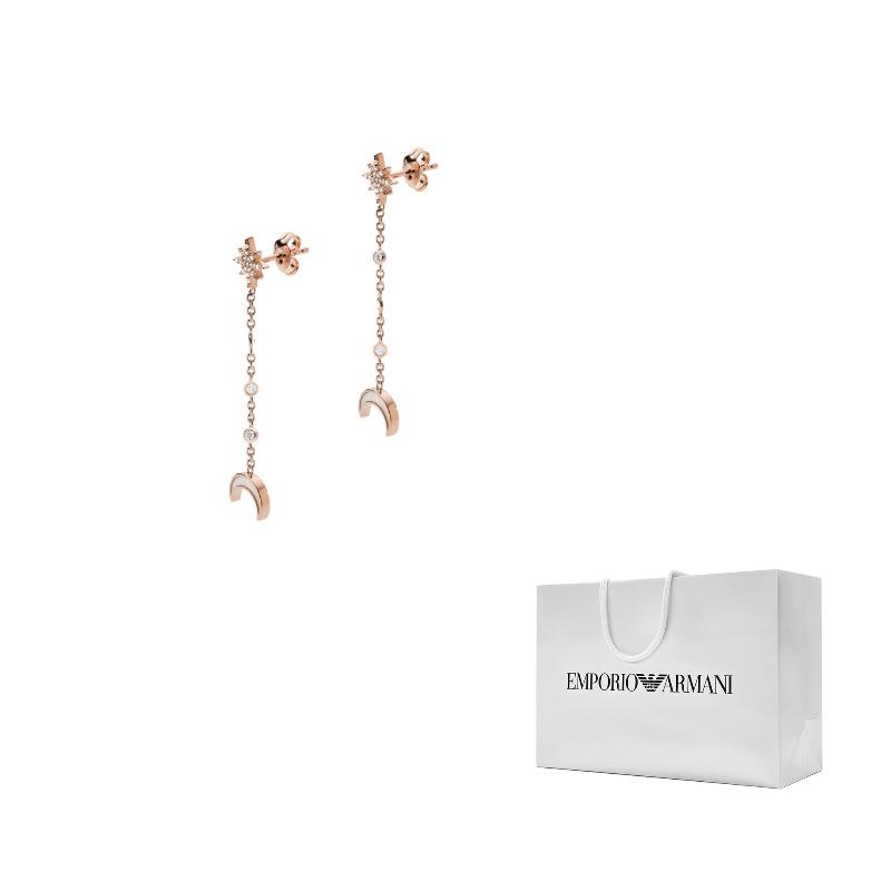 Emporio Armani Fashion Star Mond Silber Ohrringe Damenohrringe EG3397221 Shopping Bag beige