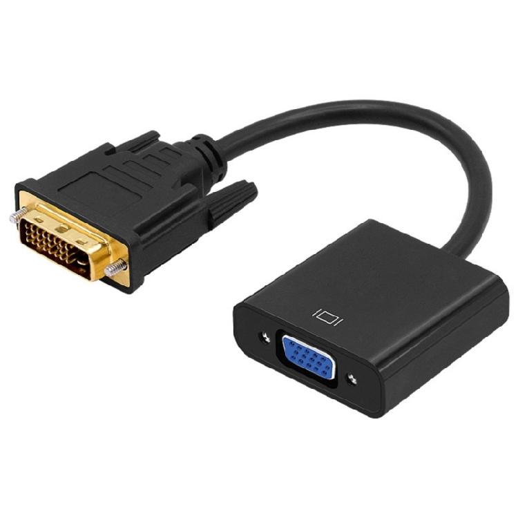 Кабель-адаптер DVI-D на VGA 24+1 Pin с чипом для подключения ноутбуков и ПК к VGA-дисплеям Черный 1