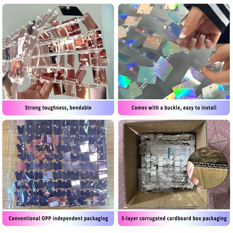 30x30cm 12pcs Sparkling Sequin Wall Backdrop Panel Glitter Photo Booth Background for Valentine's Day Decorations Wedding Party