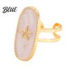 Adjustable Double-ring Opening Ring Finger Oval Design Enamel Process Women