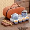 OIMG Portable Floral Ceramic Travel Tea Set