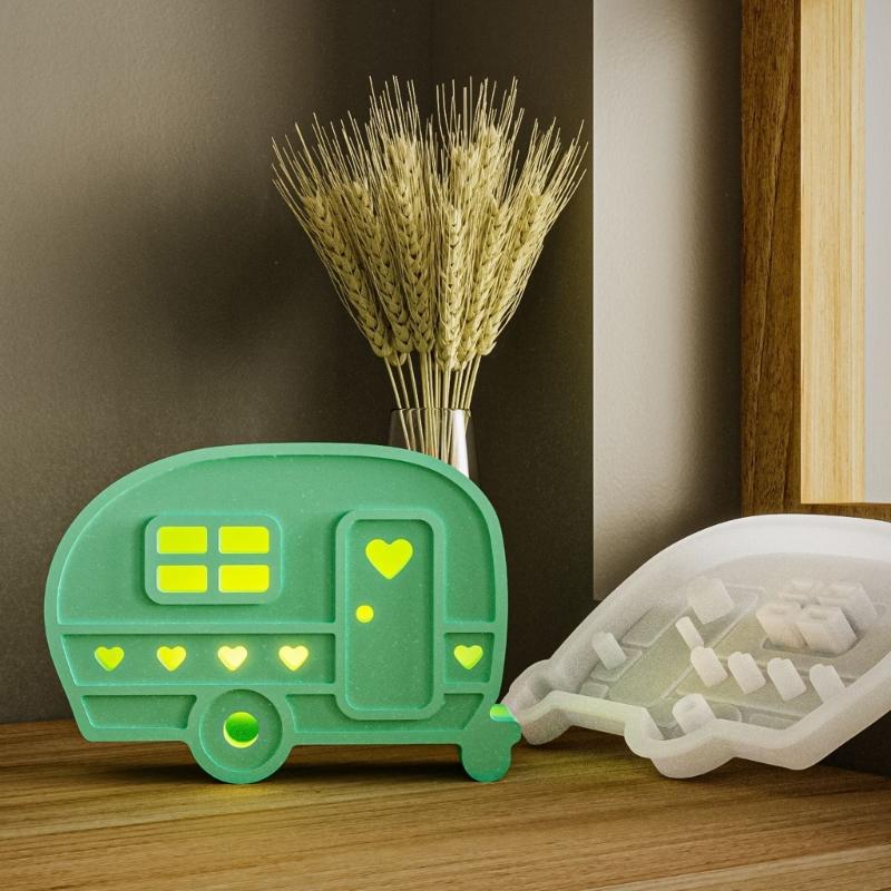 2Pcs Toy Bus Silicone Candle Stand Molds for Epoxy Resin Candle Holder Tealight Stand Bus Silicone Candlestick Molds