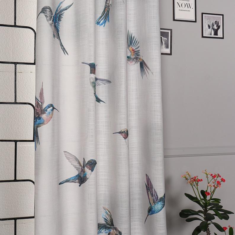 Dekorative Boho-Leinen-Vogelvorhänge, Vogel-Duschvorhang, transparente Vorhänge für Wohnzimmer, Boho-Kinderzimmer-Vorhang, Babyzimmer-Tüllvorhang