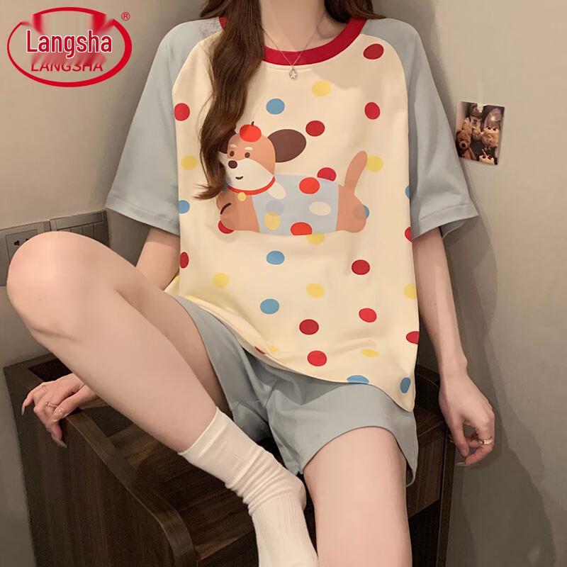 Langsha Women s Summer Short Sleeve Pajama Set XL